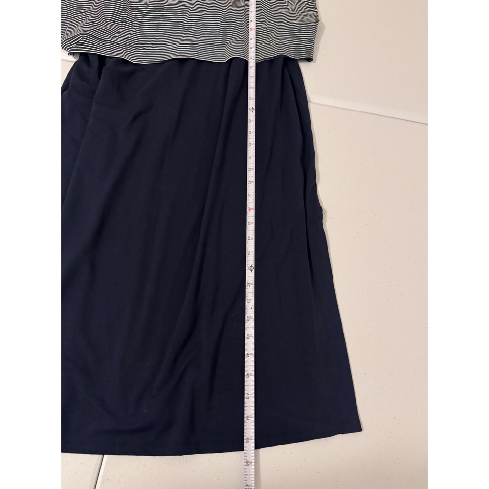 J. Jill Wearever Two-In-One Striped Layered Dress Navy Cream LP Petite m3 - Picture 8 of 9